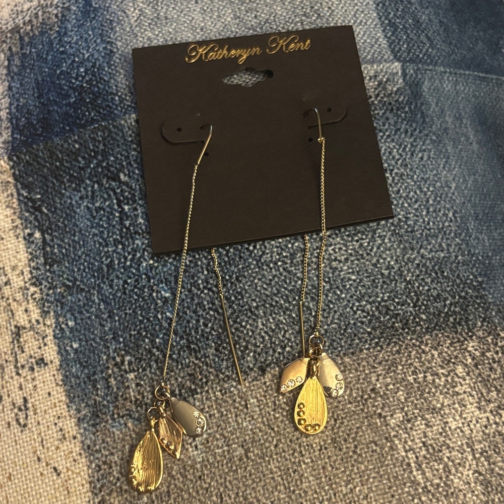 Gold Multi-Charm Threader Earrings